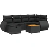 Image de vidaXL Ensemble de salon de jardin 7 pièces avec coussins noir poly rotin