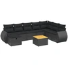 Image de vidaXL Ensemble de salon de jardin 9 pièces avec coussins noir poly rotin