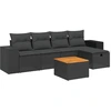 Image de vidaXL Ensemble de salon de jardin 6 pièces avec coussins noir poly rotin