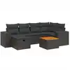 Image de vidaXL Ensemble de salon de jardin 7 pièces avec coussins noir poly rotin