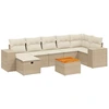 Image de vidaXL Ensemble de jardin canapé 8 pièces avec coussins Beige Poly Rattan
