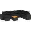 Image de vidaXL Ensemble de salon de jardin 9 pièces avec coussins noir poly rotin