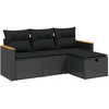 Image de vidaXL Ensemble de salon de jardin 4 pièces avec coussins noir poly rotin