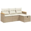 Image de vidaXL Ensemble de salon de jardin 4 pièces avec coussins Beige Poly Rattan
