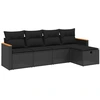 Image de vidaXL Ensemble de salon de jardin 5 pièces avec coussins noir poly rotin