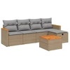 Image de ensemble de salon de jardin 6 pièces avec coussins Beige Poly Rattan