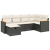 Image de vidaXL Ensemble de salon de jardin 6 pièces avec coussins noir poly rotin