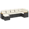 Image de vidaXL Ensemble de salon de jardin 7 pièces avec coussins noir poly rotin