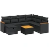 Image de vidaXL Ensemble de jardin canapé 8 pièces avec coussins noir poly rotin