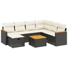 Image de vidaXL Ensemble de jardin canapé 8 pièces avec coussins noir poly rotin