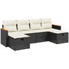 Image de vidaXL Ensemble de salon de jardin 6 pièces avec coussins noir poly rotin