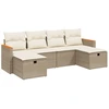 Image de vidaXL Ensemble de salon de jardin 6 pièces avec coussins Beige Poly Rattan