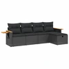 Image de vidaXL Ensemble de salon de jardin 5 pièces avec coussins noir poly rotin