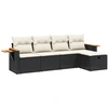 Image de vidaXL Ensemble de salon de jardin 5 pièces avec coussins noir poly rotin