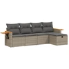 Image de vidaXL Ensemble de salon de jardin 5 pièces avec coussins Gris Poly rotin