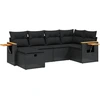 Image de vidaXL Ensemble de salon de jardin 6 pièces avec coussins noir poly rotin