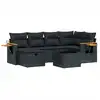 Image de vidaXL Ensemble de salon de jardin 7 pièces avec coussins noir poly rotin