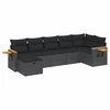 Image de vidaXL Ensemble de salon de jardin 7 pièces avec coussins noir poly rotin
