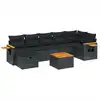 Image de vidaXL Ensemble de jardin canapé 8 pièces avec coussins noir poly rotin