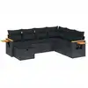 Image de vidaXL Ensemble de salon de jardin 7 pièces avec coussins noir poly rotin
