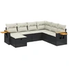 Image de vidaXL Ensemble de salon de jardin 7 pièces avec coussins noir poly rotin