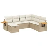 Image de vidaXL Ensemble de salon de jardin 7 pièces avec coussins Beige Poly Rattan