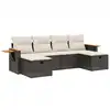 Image de vidaXL Ensemble de salon de jardin 6 pièces avec coussins noir poly rotin