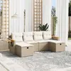 Image de vidaXL Ensemble de salon de jardin 6 pièces avec coussins Beige Poly Rattan