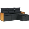 Image de vidaXL Ensemble de salon de jardin 4 pièces avec coussins noir poly rotin