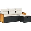 Image de vidaXL Ensemble de salon de jardin 4 pièces avec coussins noir poly rotin