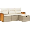 Image de vidaXL Ensemble de salon de jardin 4 pièces avec coussins Beige Poly Rattan