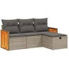 Image de vidaXL Ensemble de salon de jardin 4 pièces avec coussins Gris Poly rotin