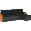 Image de vidaXL Ensemble de salon de jardin 5 pièces avec coussins noir poly rotin