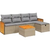 Image de ensemble de salon de jardin 6 pièces avec coussins Beige Poly Rattan