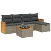 Image de vidaXL Ensemble de salon de jardin 6 pièces avec coussins Gris Poly rotin