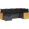 Image de vidaXL Ensemble de salon de jardin 6 pièces avec coussins noir poly rotin
