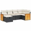 Image de vidaXL Ensemble de salon de jardin 6 pièces avec coussins noir poly rotin