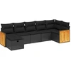Image de vidaXL Ensemble de salon de jardin 7 pièces avec coussins noir poly rotin