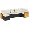 Image de vidaXL Ensemble de salon de jardin 7 pièces avec coussins noir poly rotin