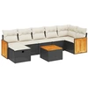 Image de vidaXL Ensemble de jardin canapé 8 pièces avec coussins noir poly rotin