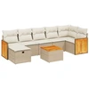 Image de vidaXL Ensemble de jardin canapé 8 pièces avec coussins Beige Poly Rattan