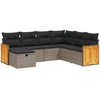 Image de vidaXL Ensemble de salon de jardin 7 pièces avec coussins Gris Poly rotin