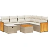 Image de vidaXL Ensemble de jardin canapé 8 pièces avec coussins Beige Poly Rattan