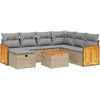 Image de vidaXL Ensemble de jardin canapé 8 pièces avec coussins Beige Poly Rattan