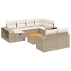 Image de vidaXL Ensemble de salon de jardin 11 pièces avec coussins Beige Poly Rattan
