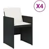 Image de vidaXL Chaises de jardin avec coussins 4 pcs. noir poly rotin