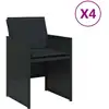 Image de vidaXL Chaises de jardin avec coussins 4 pcs. noir poly rotin