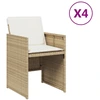 Image de vidaXL Chaises de jardin avec coussins 4 pcs. Beige Poly Rattan