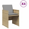 Image de vidaXL Chaises de jardin avec coussins 4 pcs. Mélange de beige Poly Rattan