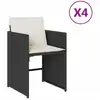 Image de vidaXL Chaises de jardin avec coussins 4 pcs. noir poly rotin